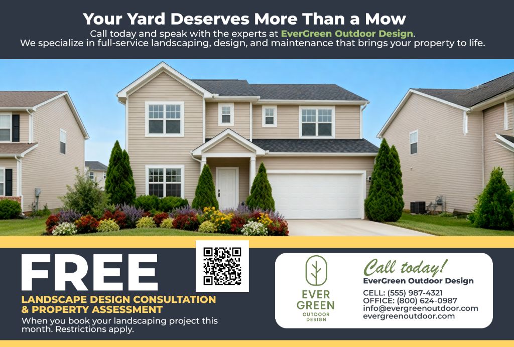 Personalized landscaping postcard with company branding
